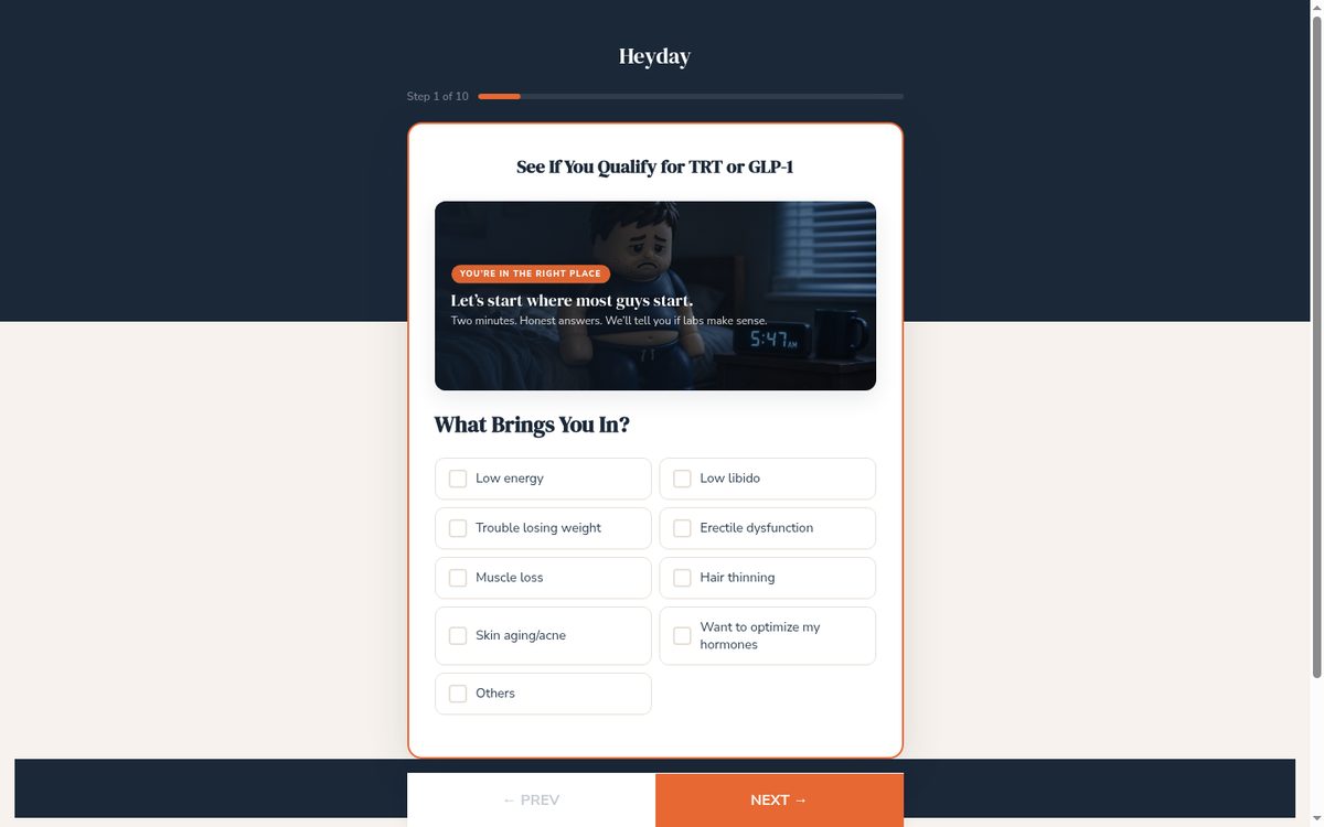 HeydayMD qualification quiz